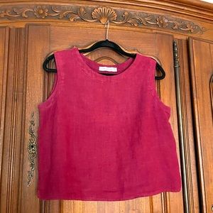 Cut Loose CROPPED tank top, burgundy linen, size small